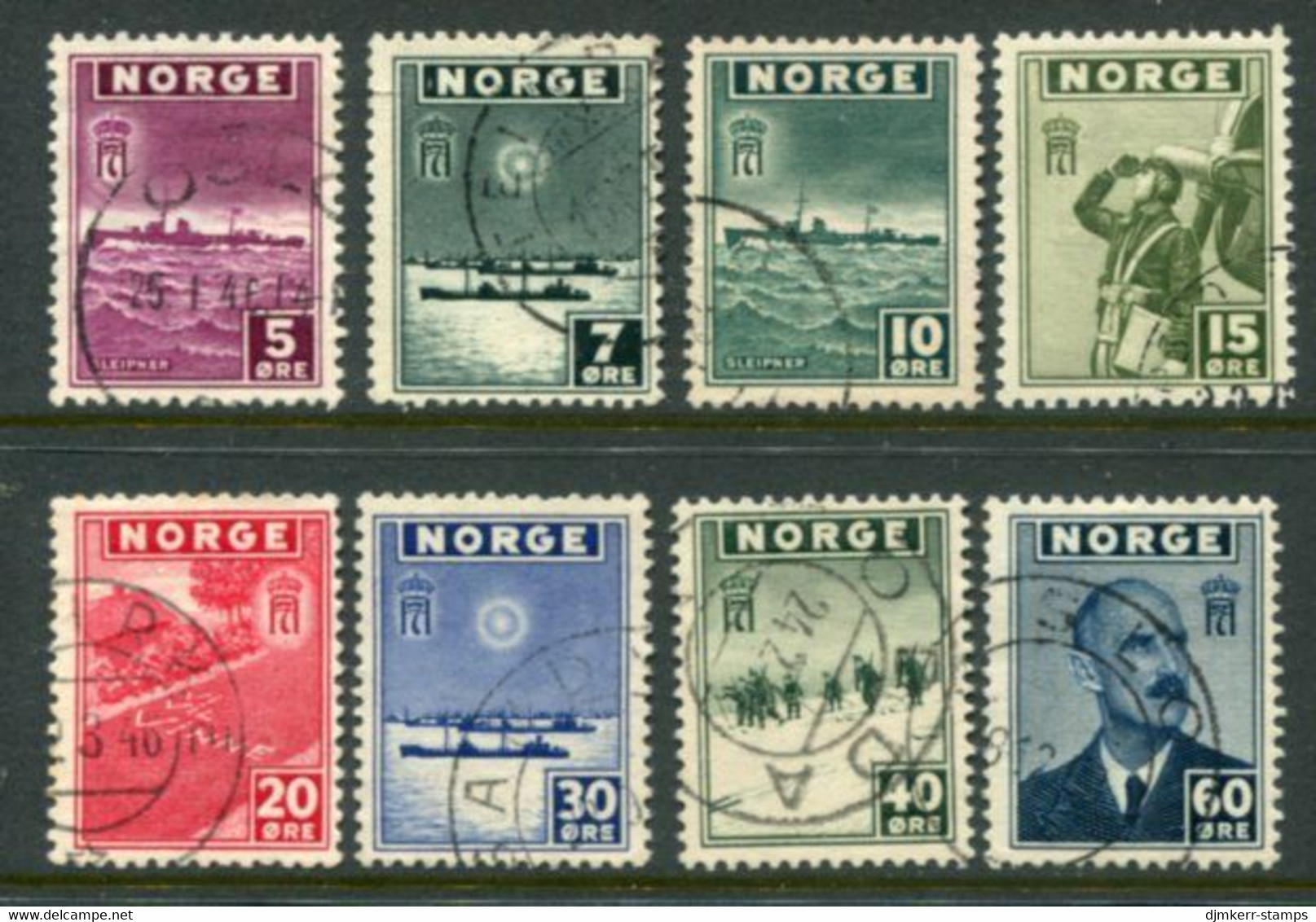 NORWAY 1943 Exile Issue Used.  Michel 276-83 - Usados