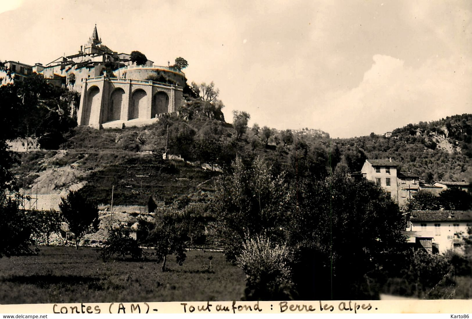 Contes * Le Village Et Au Fond , Berre Les Alpes * Photo Ancienne 9x14cm - Contes