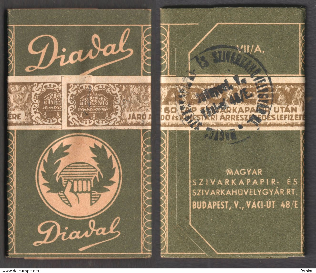REVENUE Seal Fiscal Tax Stripe Hungary CIGARETTE TOBACCO Paper Package LABEL Cover DIADAL VICTORY 1930 UNUSED Full Paper - Fiscale Zegels