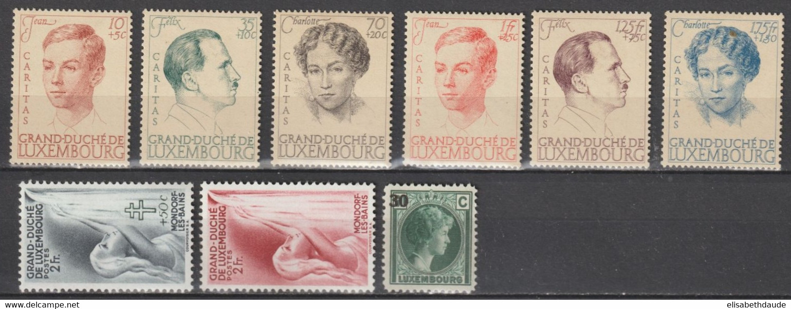 1939/1940 - LUXEMBOURG - YVERT N°322/329+333 * MLH - COTE = 25 EUR. - Nuevos