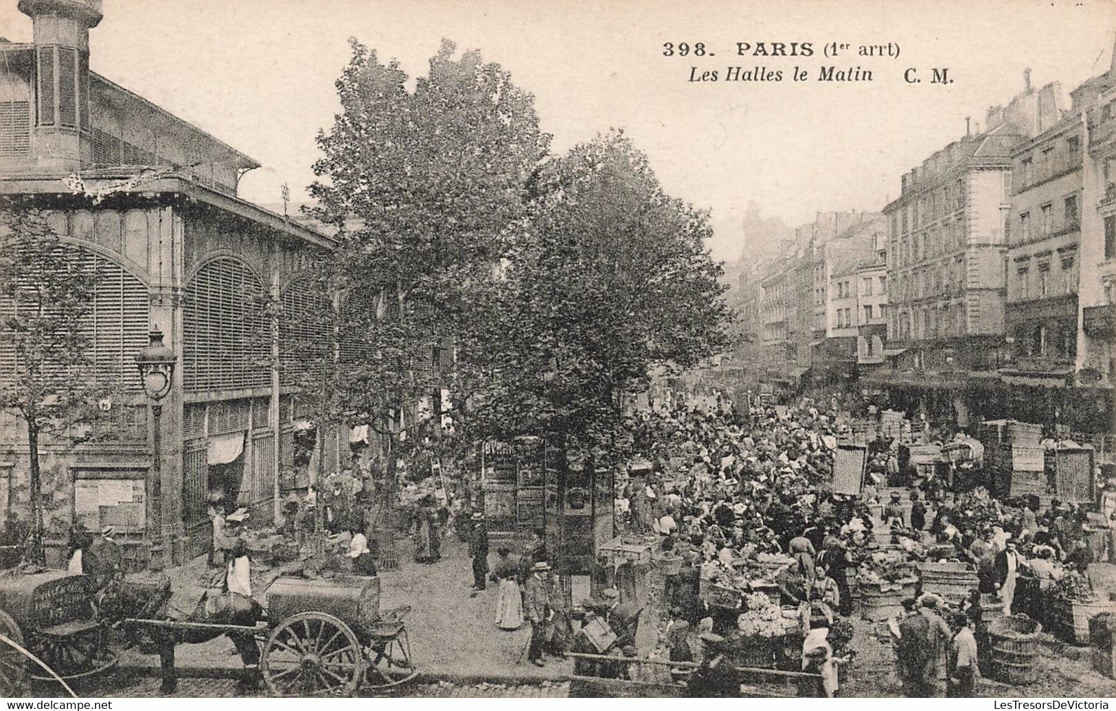 CPA Marché - Paris - Les Halles Le Matin - CM - Animé - Markthallen