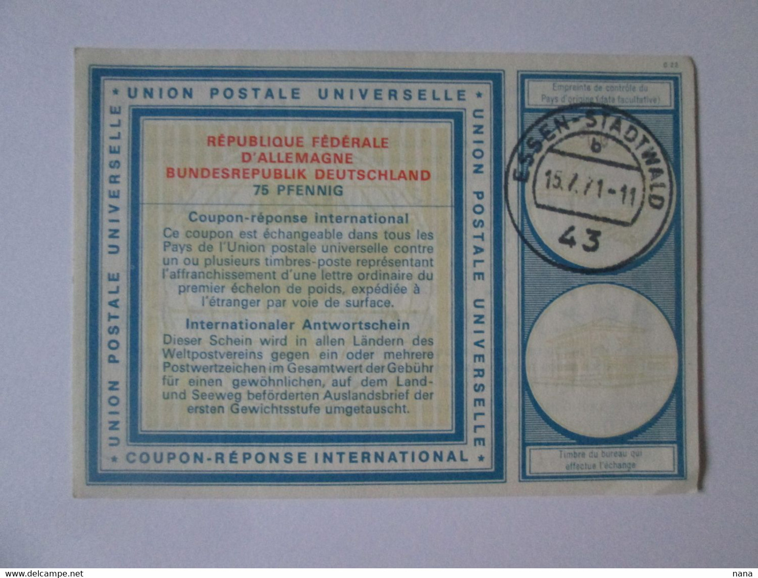 FRG 75 Pfennig IRC-International Reply Coupon 1971,see Pictures - Sonstige & Ohne Zuordnung