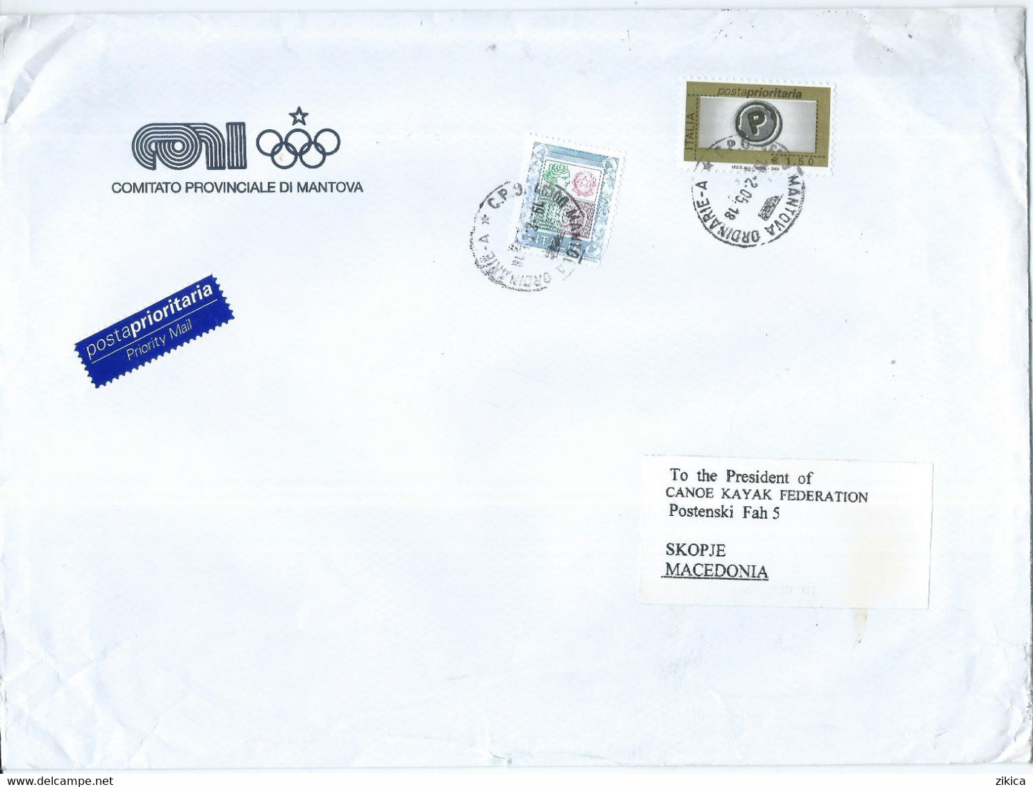 BIG Cover - CONI - Federazione Italiana Canoa Kayak ,canoe,Olympic Games Logo,Comito Provinciale Di Mantova,Italy 2005 - Canoa