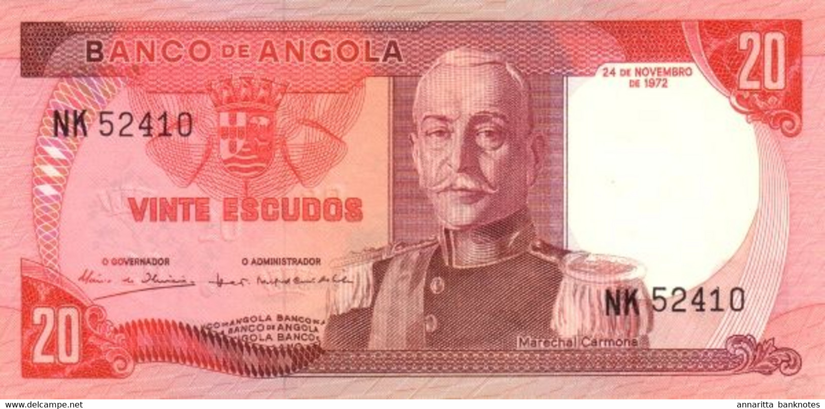 Angola 20 Escudos 1972, UNC, P-99a, AO23a - Angola