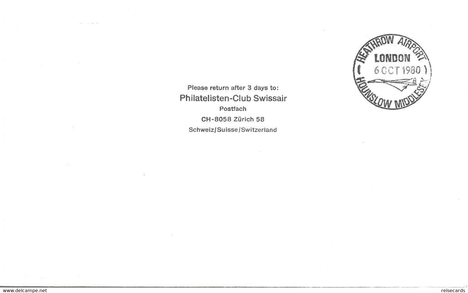 Liechtenstein: 1980 Swissair Air Mail Brief Zürich - London - Briefe U. Dokumente