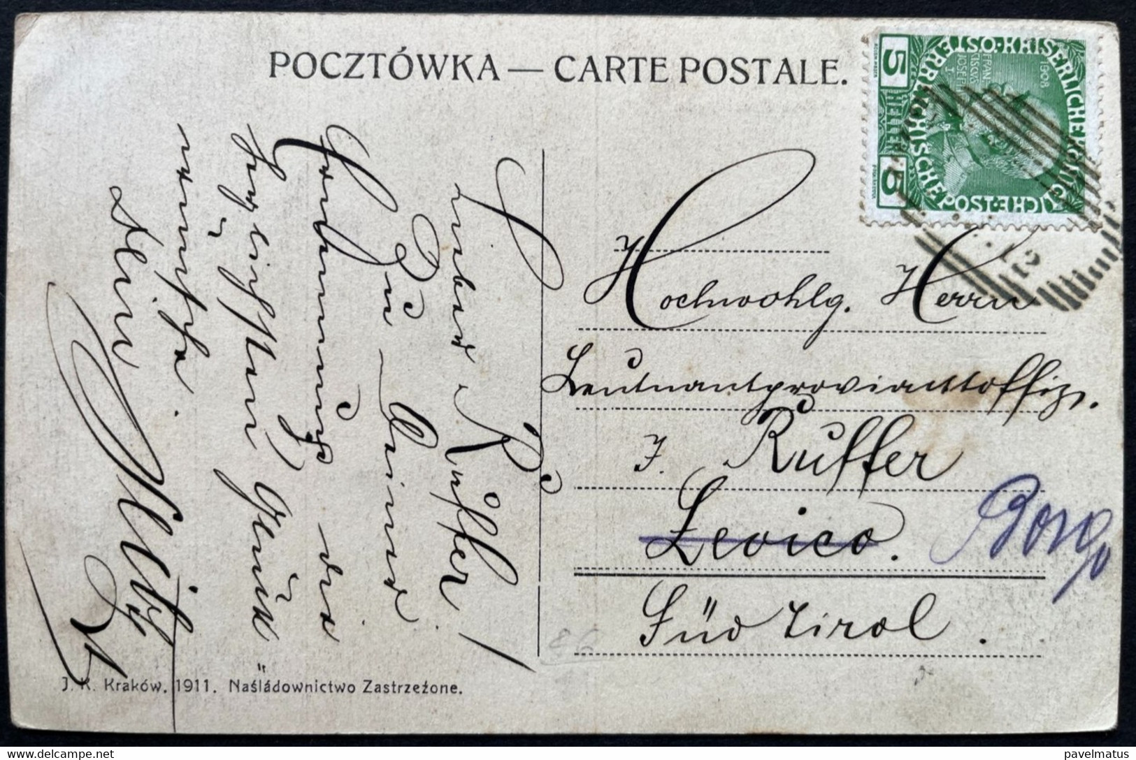 Poland  1912 Austrian Period  Postcard Krakow Glowny Rynek - Brieven En Documenten