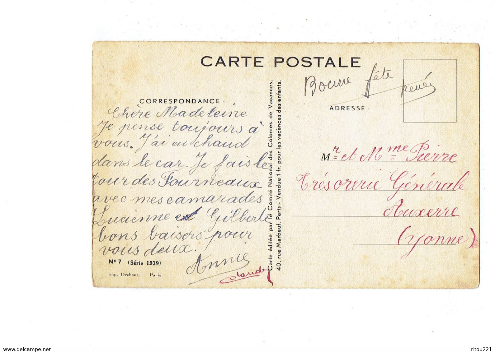 Série 1939 Cpa - ILLUSTRATION REDON - LA Rentrée DES FOINS - Fillette Garçon Panier âne - N°7 Série 1939 Dechaux - Redon