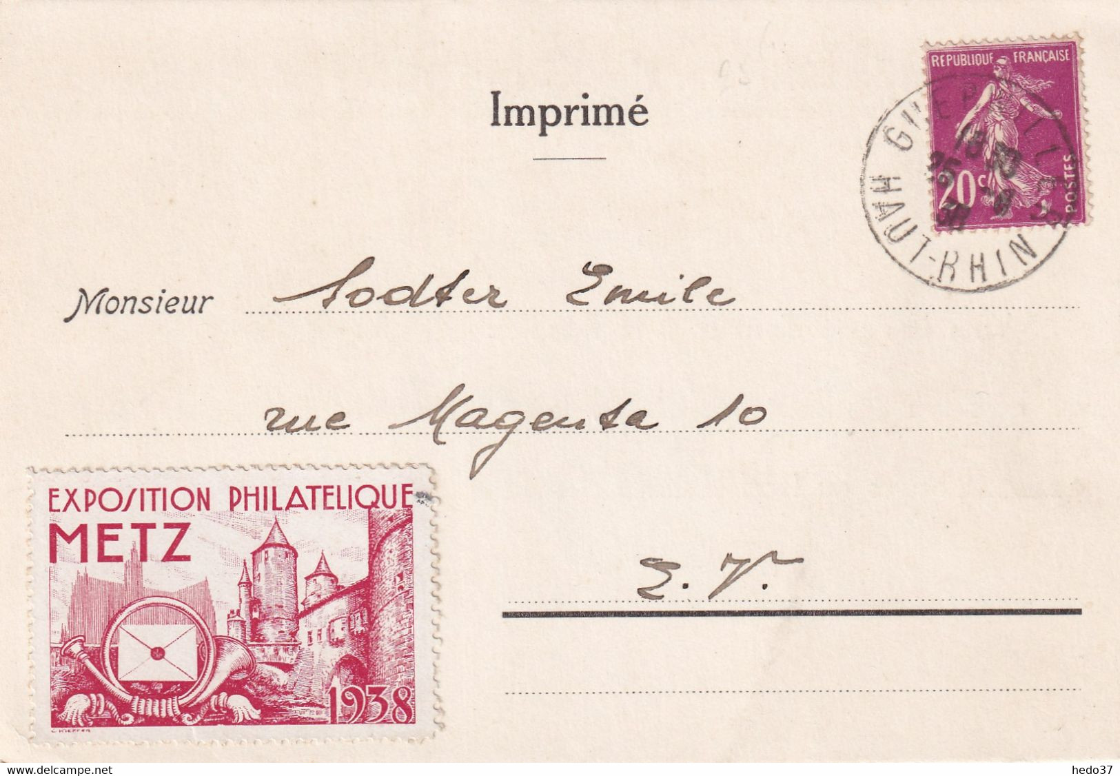 France Vignettes - Expo Metz 1938 Sur Carte - Philatelic Fairs