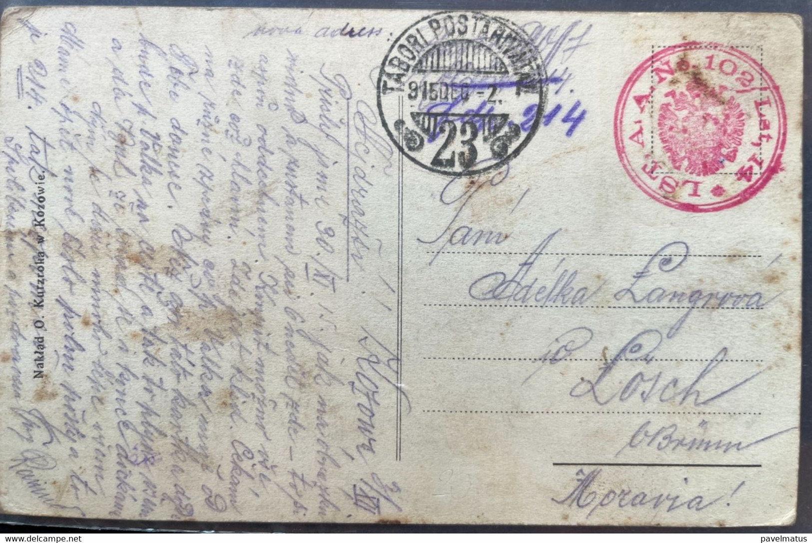 Poland  Austrian Feldpost 1915 Postcard Kozowa 2.12.1915 Dworzec Kolejowy - Briefe U. Dokumente