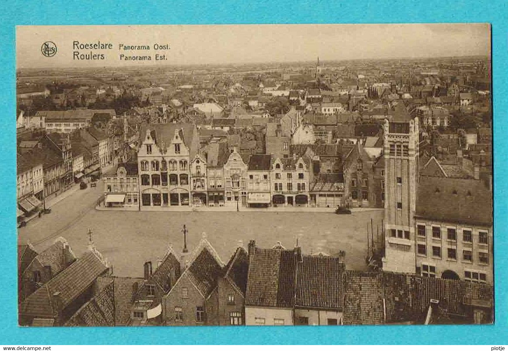 * Roeselare - Roulers (West Vlaanderen) * (Nels, Uitgever Paul Anseeuw Nollet) Panorama Oost, Grand'Place, Markt - Roeselare