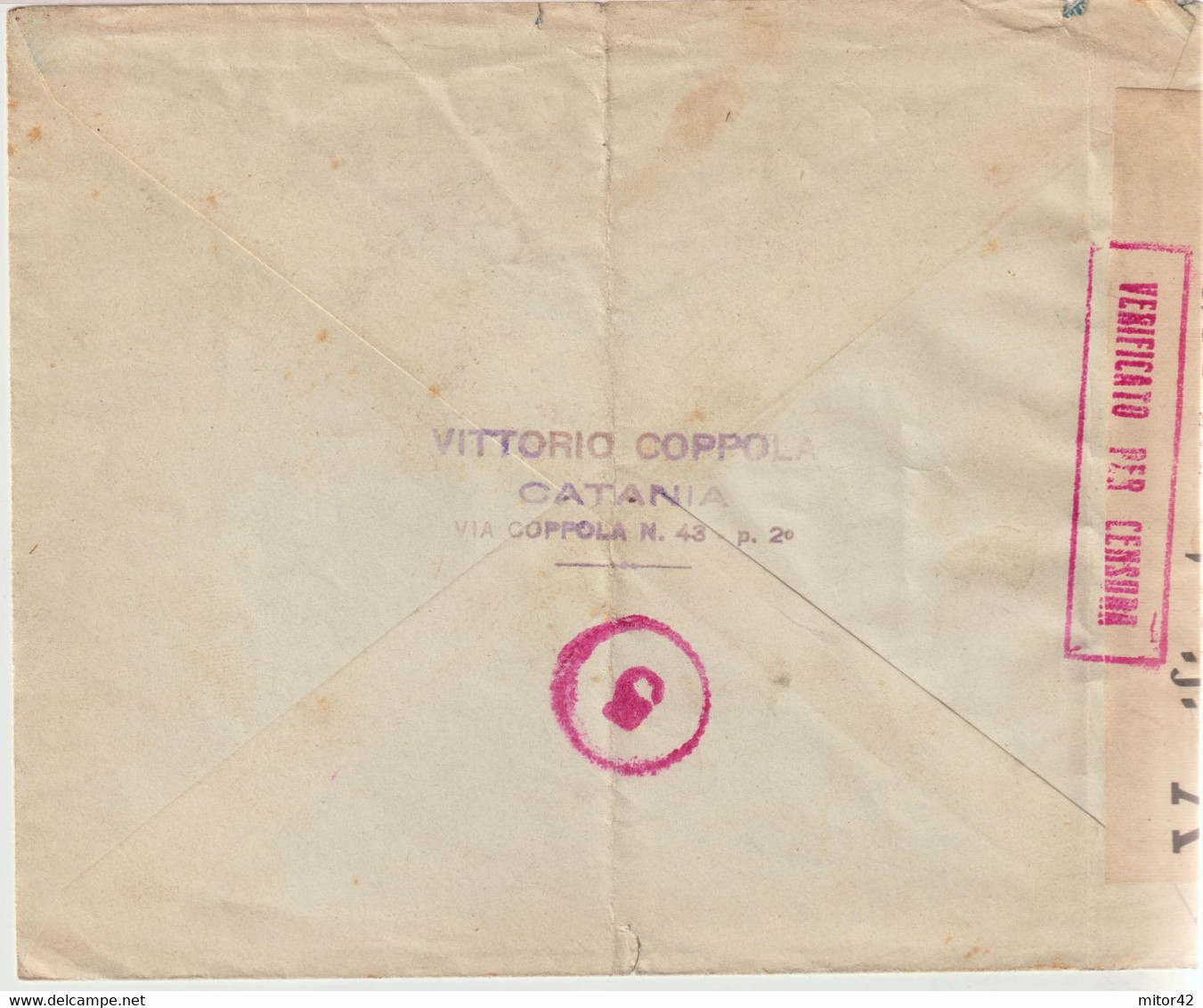 151-Amgot-Occupazione Alleata Sicilia-Busta Intestata Bonanno & Porto-Catania-50c.x Bellavista-Napoli - Occ. Anglo-américaine: Sicile