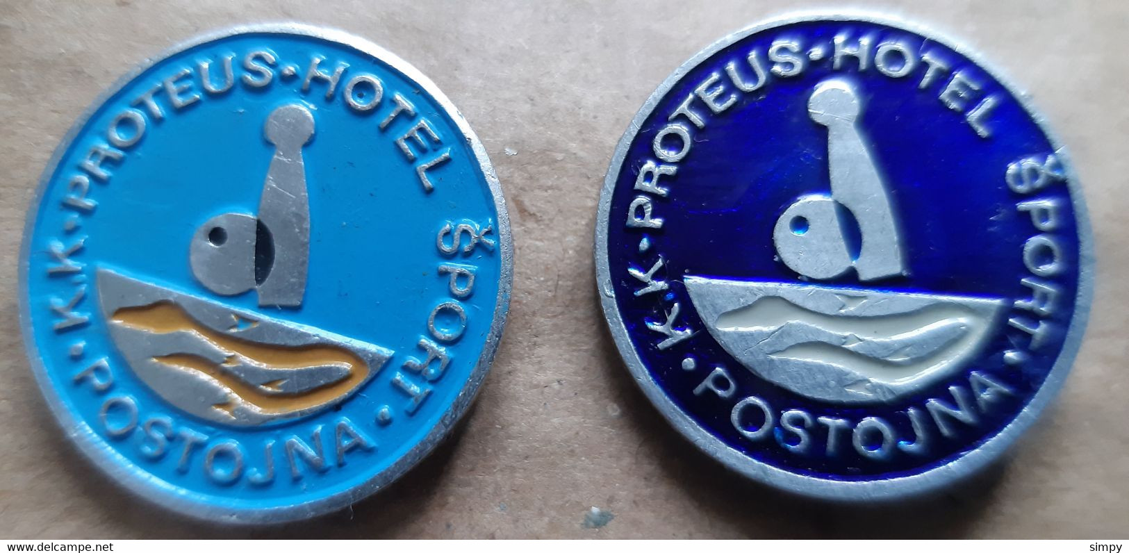 Proteus Human Fish Caves Nine-pin Bowling Club KK Proteus Hotel Sport Postojna Slovenia Vintage Pins - Animaux