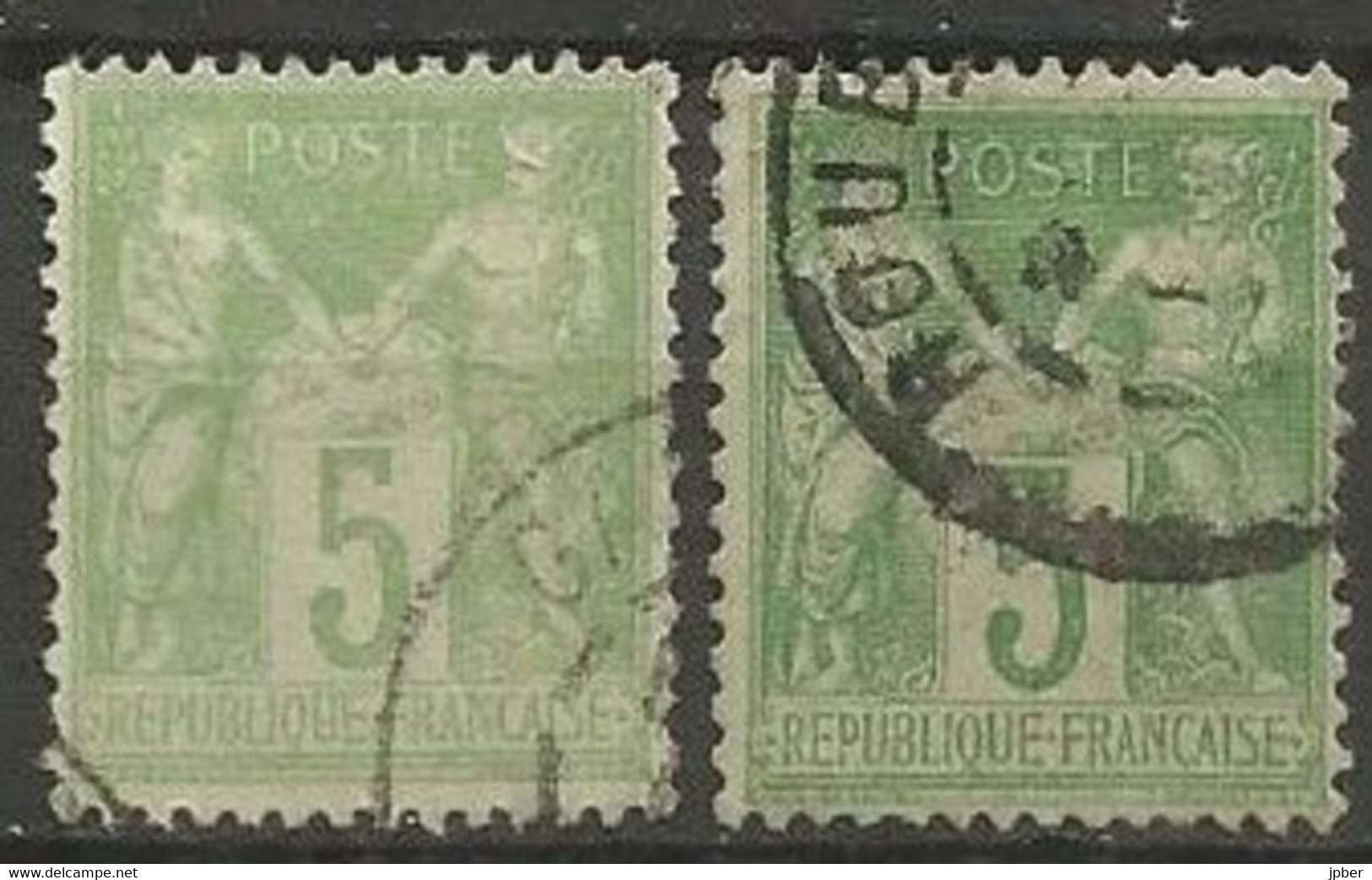 France - Type Sage - N°102 - 5c. Vert-jaune Et Vert-jaune Pâle - 1898-1900 Sage (Type III)