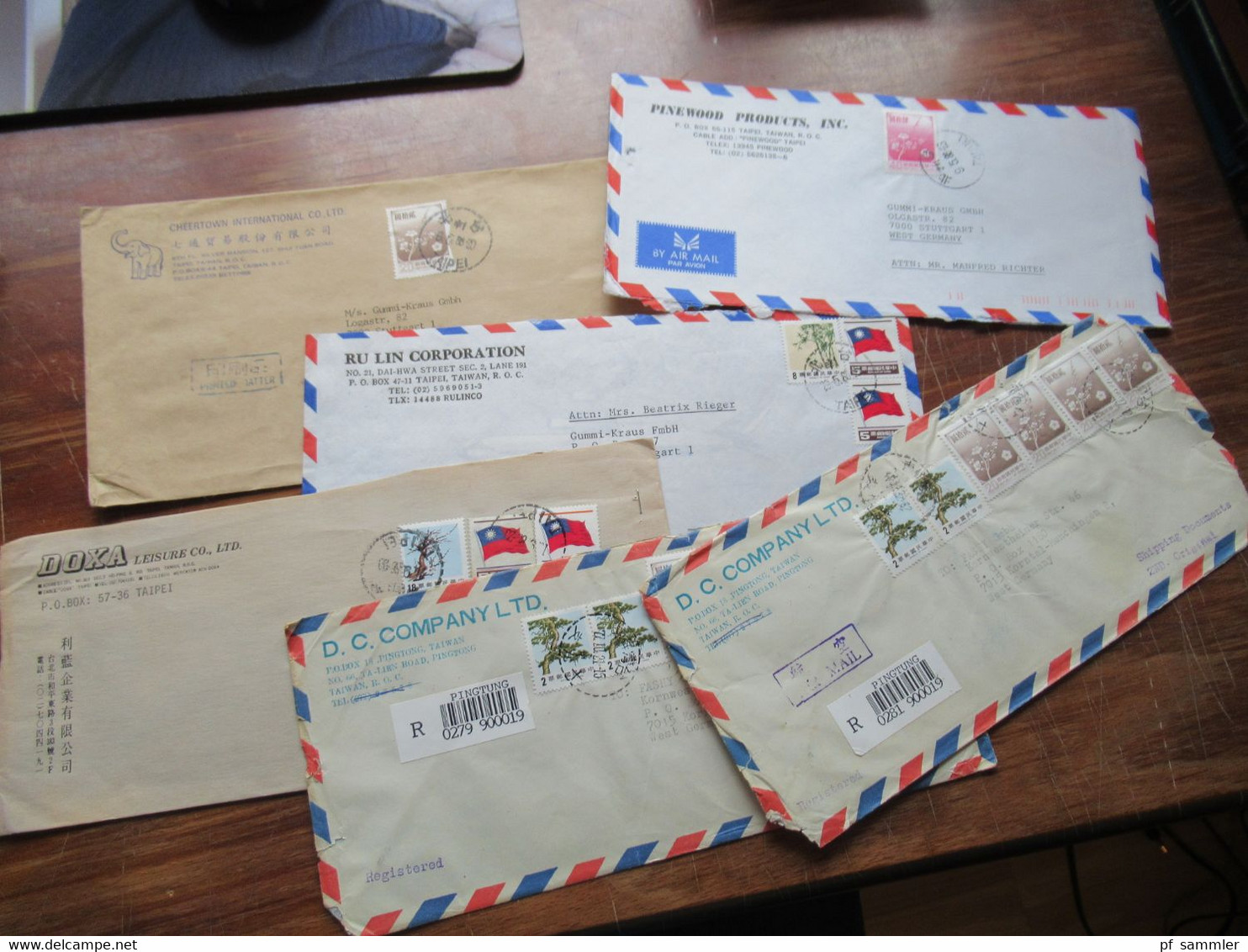 Asien VR China / Taiwan 1980er Jahre Kleiner Posten Mit 6 Firmenbriefe Air Mail / Registered Letter - Cartas & Documentos