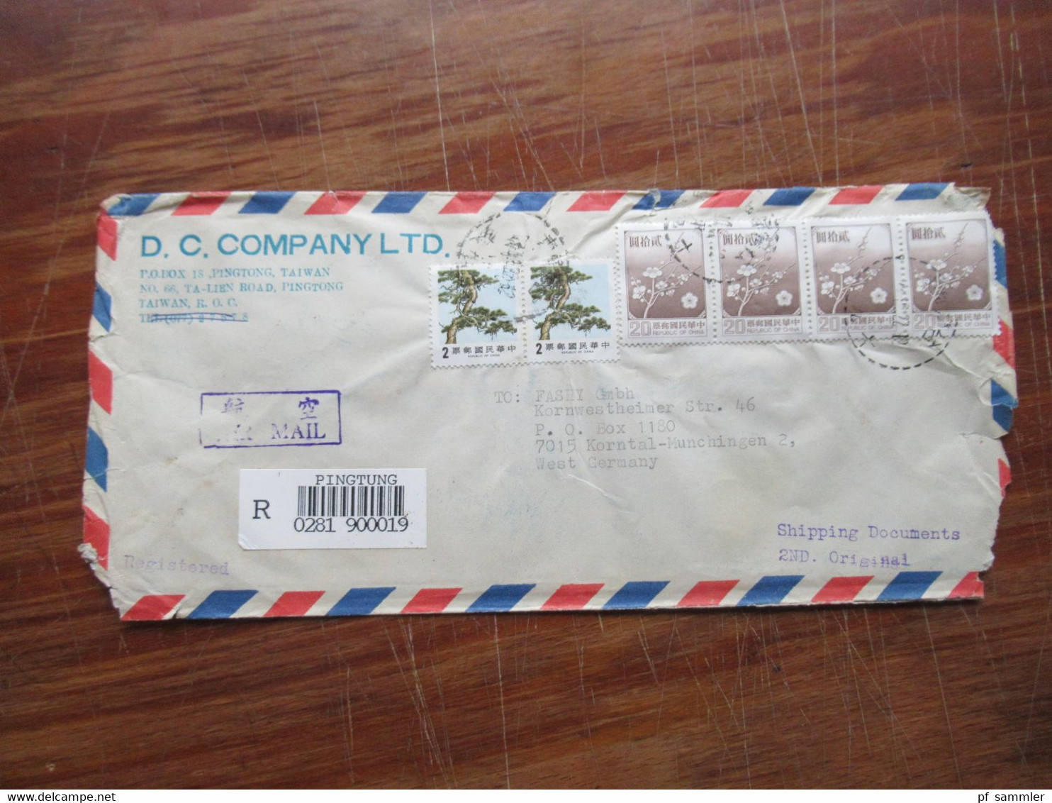 Asien VR China / Taiwan 1980er Jahre Kleiner Posten Mit 6 Firmenbriefe Air Mail / Registered Letter - Cartas & Documentos