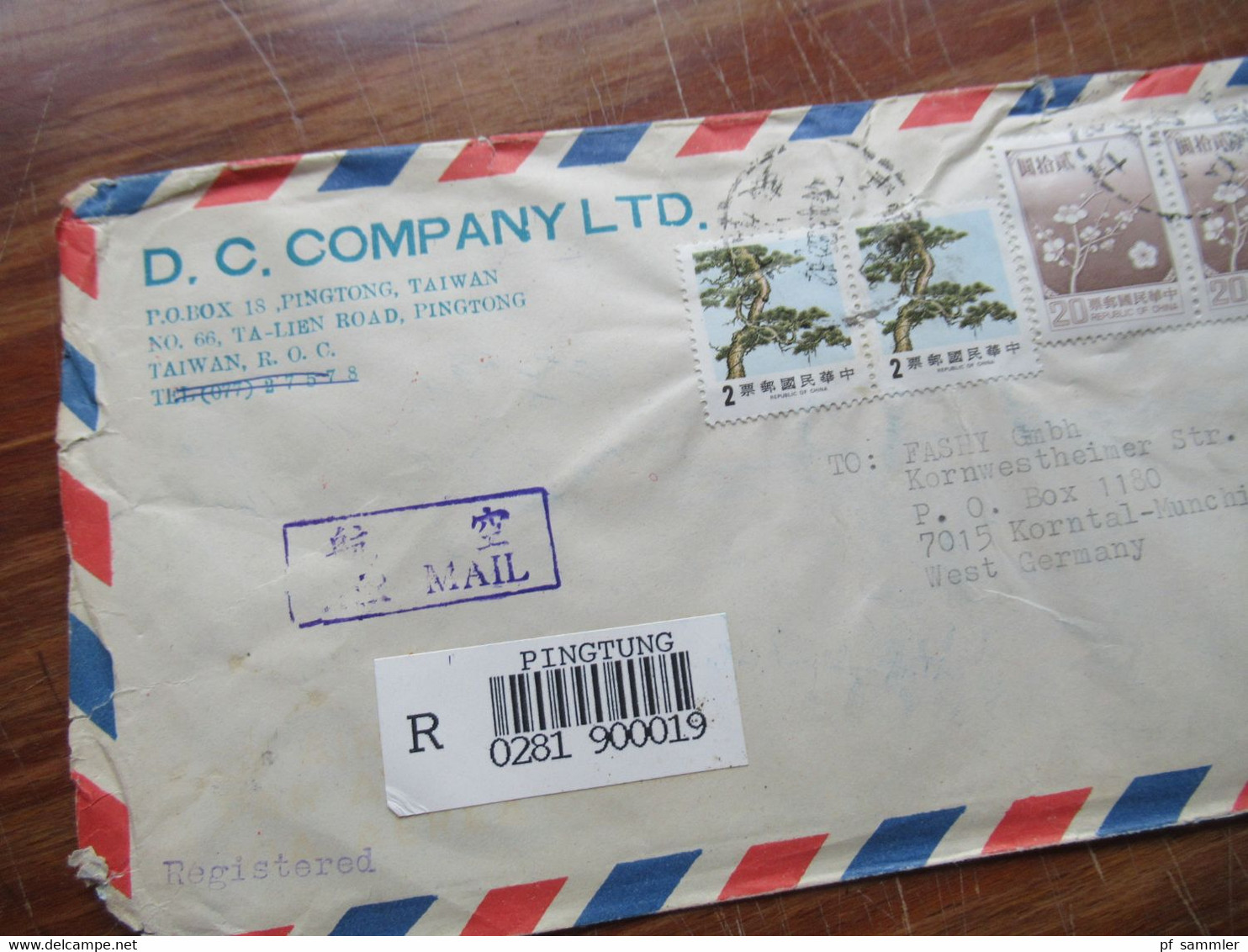 Asien VR China / Taiwan 1980er Jahre Kleiner Posten Mit 6 Firmenbriefe Air Mail / Registered Letter - Cartas & Documentos