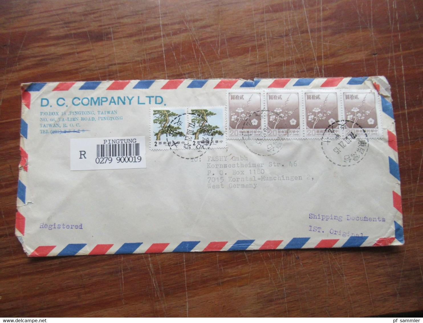 Asien VR China / Taiwan 1980er Jahre Kleiner Posten Mit 6 Firmenbriefe Air Mail / Registered Letter - Storia Postale