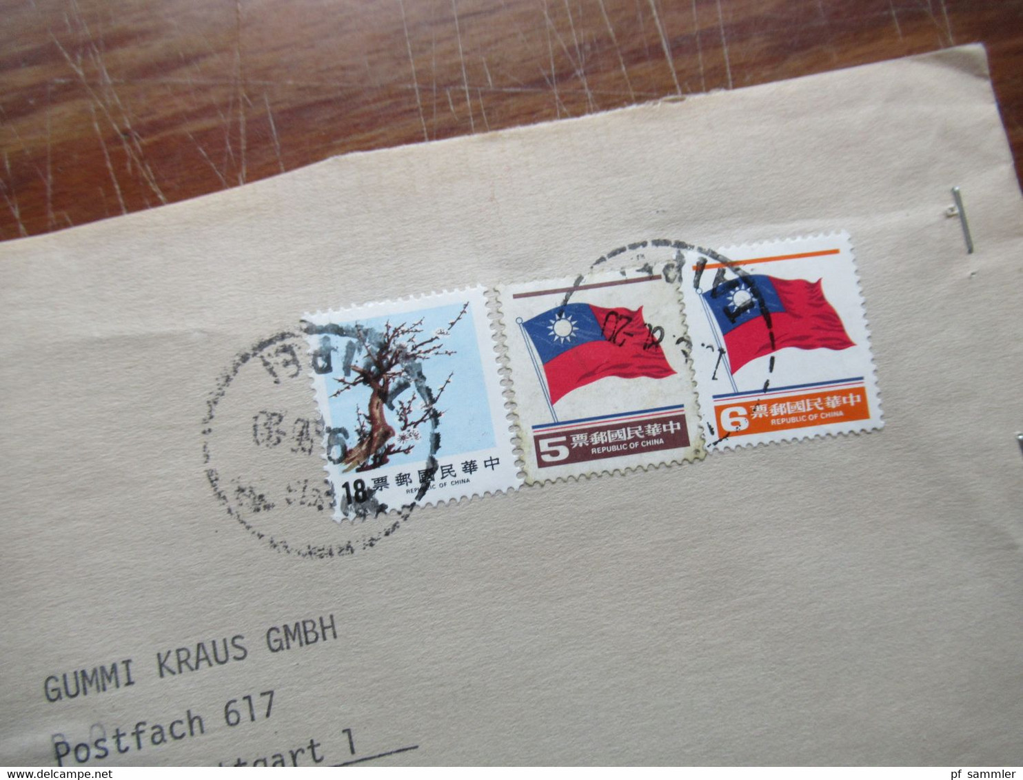 Asien VR China / Taiwan 1980er Jahre kleiner Posten mit 6 Firmenbriefe Air Mail / registered letter