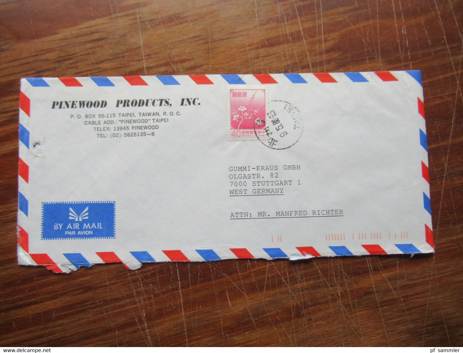 Asien VR China / Taiwan 1980er Jahre kleiner Posten mit 6 Firmenbriefe Air Mail / registered letter