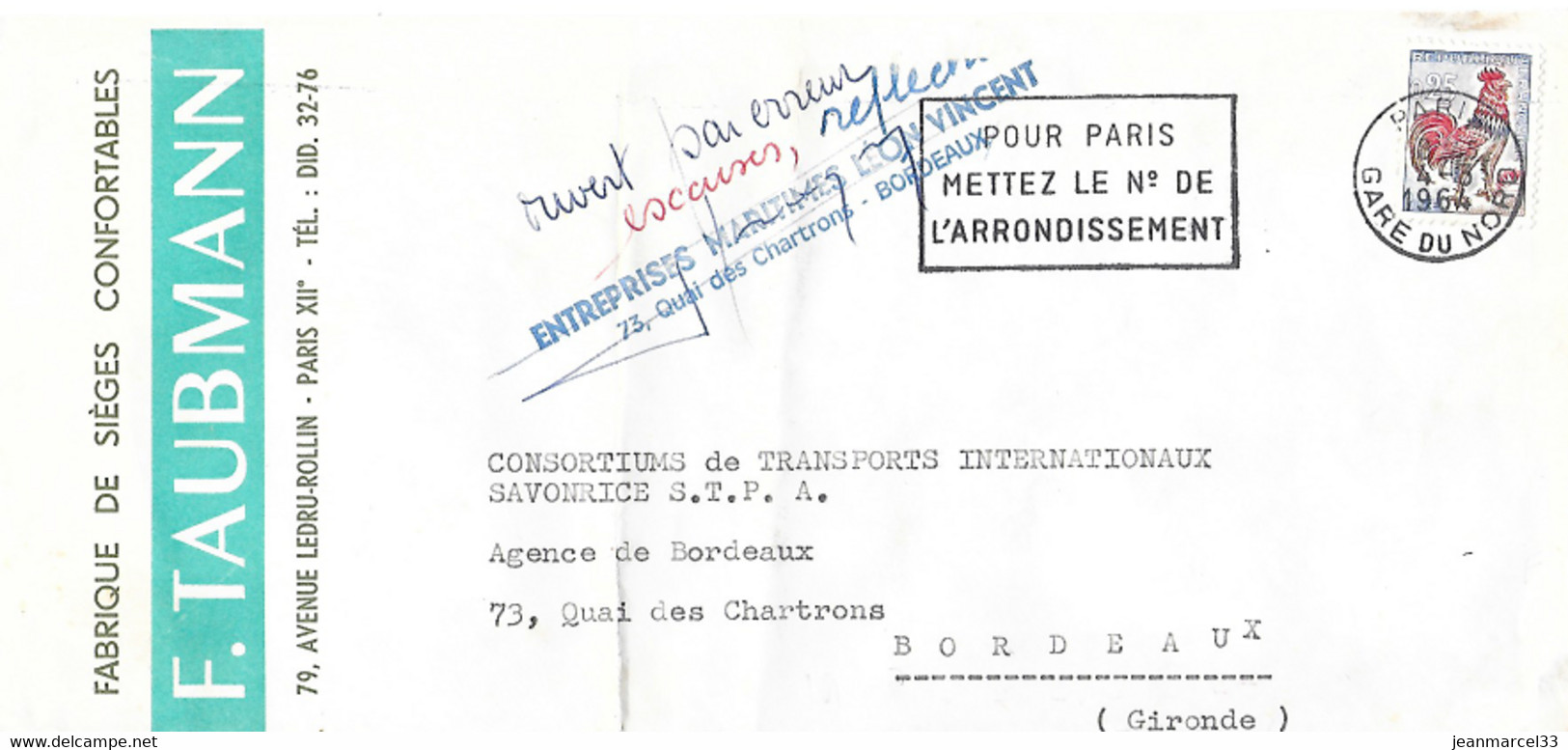 Griffe "ouvert Par Erreur Excuses Reflecer Entreprises Maritimes Léon Vincent........Bordeaux - Lettres & Documents