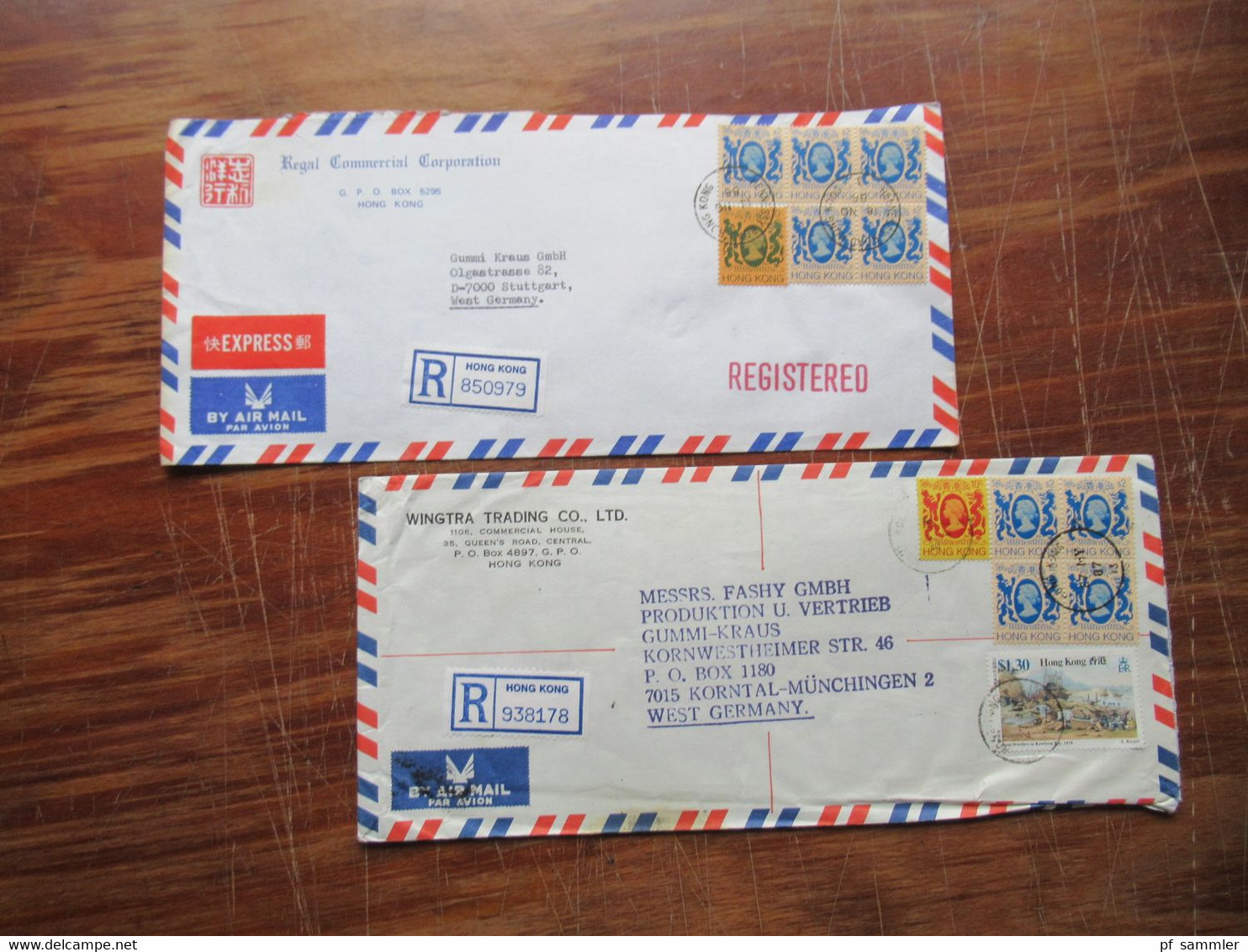 Asien 1986 GB Kolonie Hong Kong 1986 2x Firmen Belege Registered / Express Mit Hohen Frankaturen! - Covers & Documents