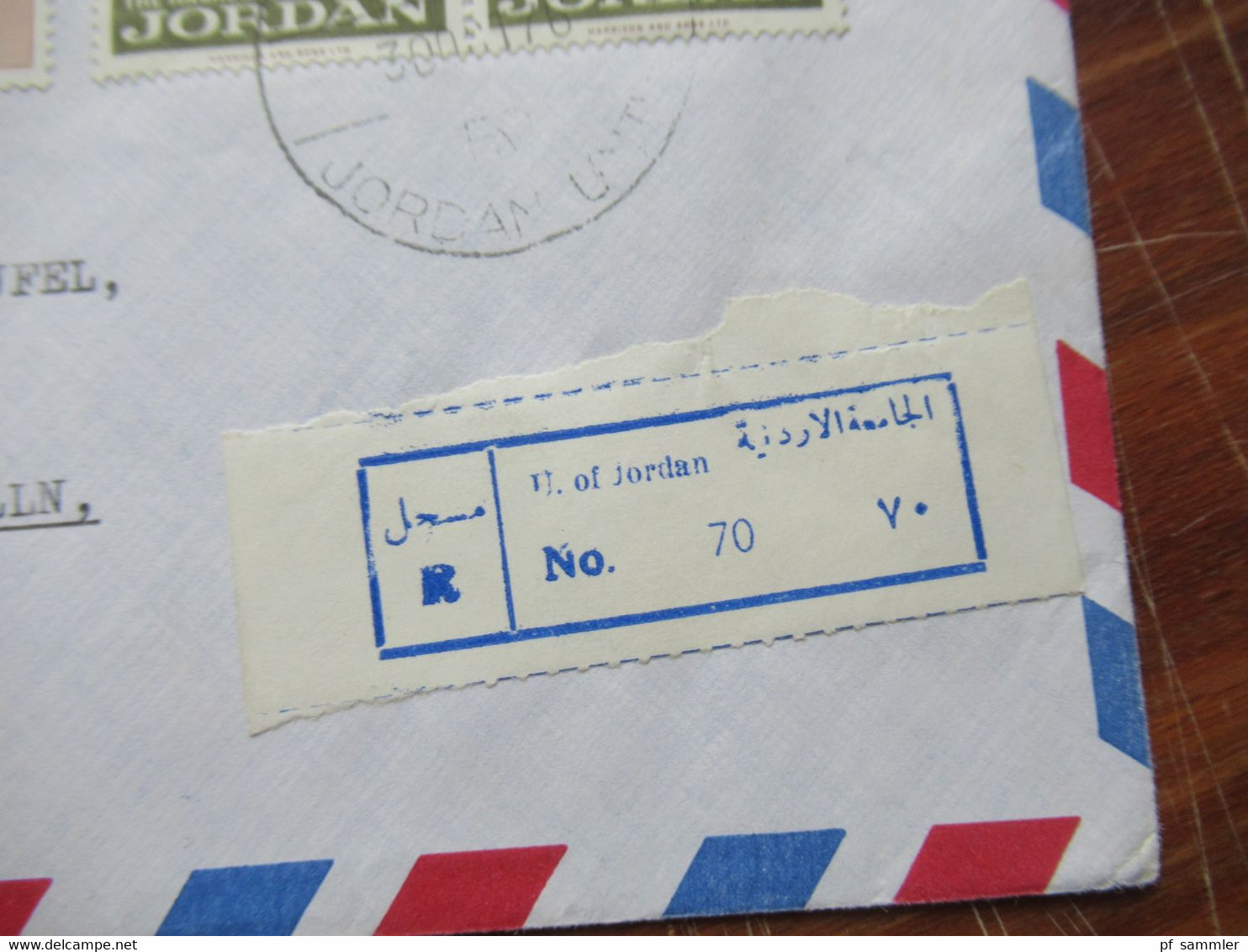 Asien 1976 Air Mail Registered Letter U. Of Jordan Nach Neuaigen Österreich / Absender Uni Of Jordan Amman - Giordania