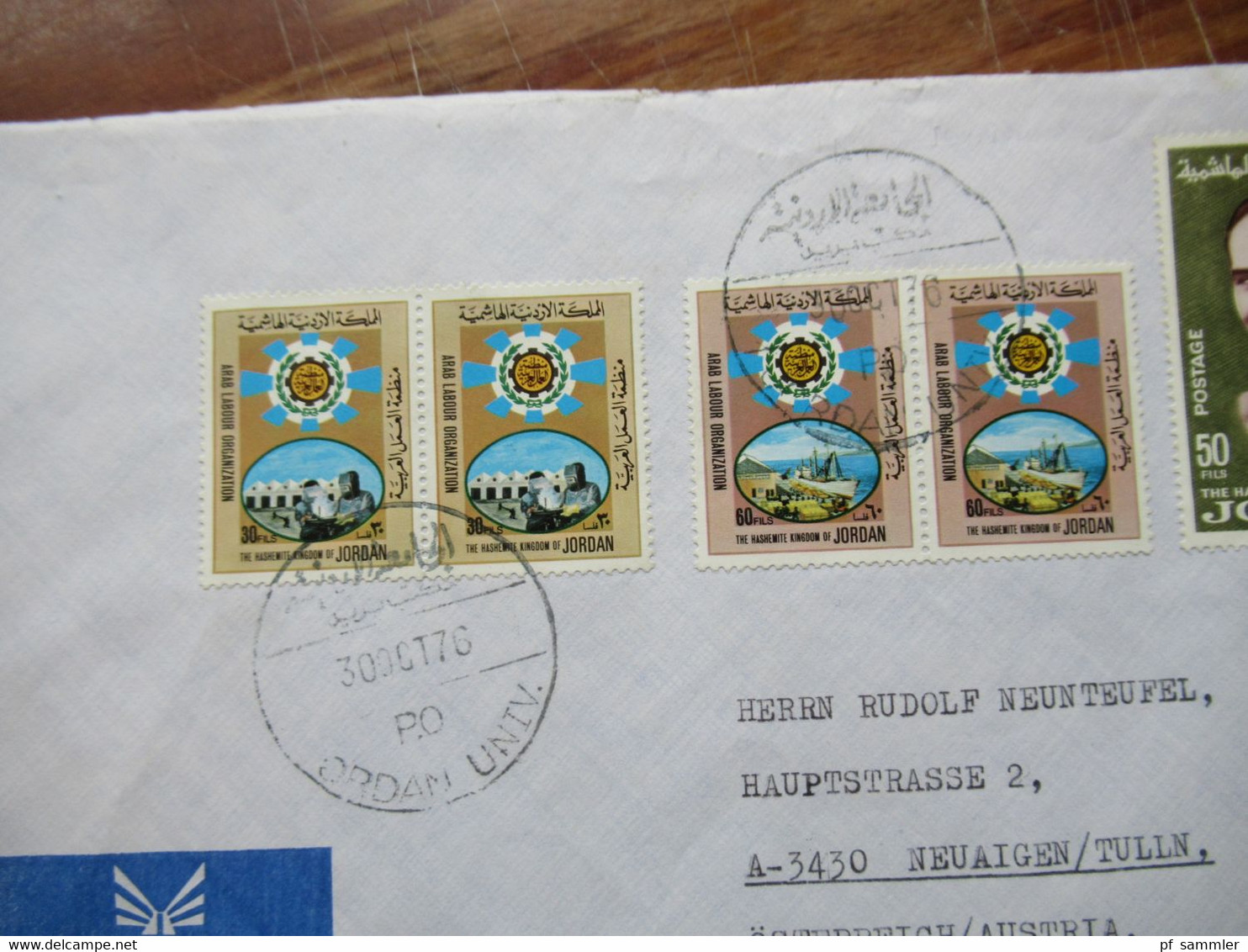 Asien 1976 Air Mail Registered Letter U. Of Jordan Nach Neuaigen Österreich / Absender Uni Of Jordan Amman - Jordania