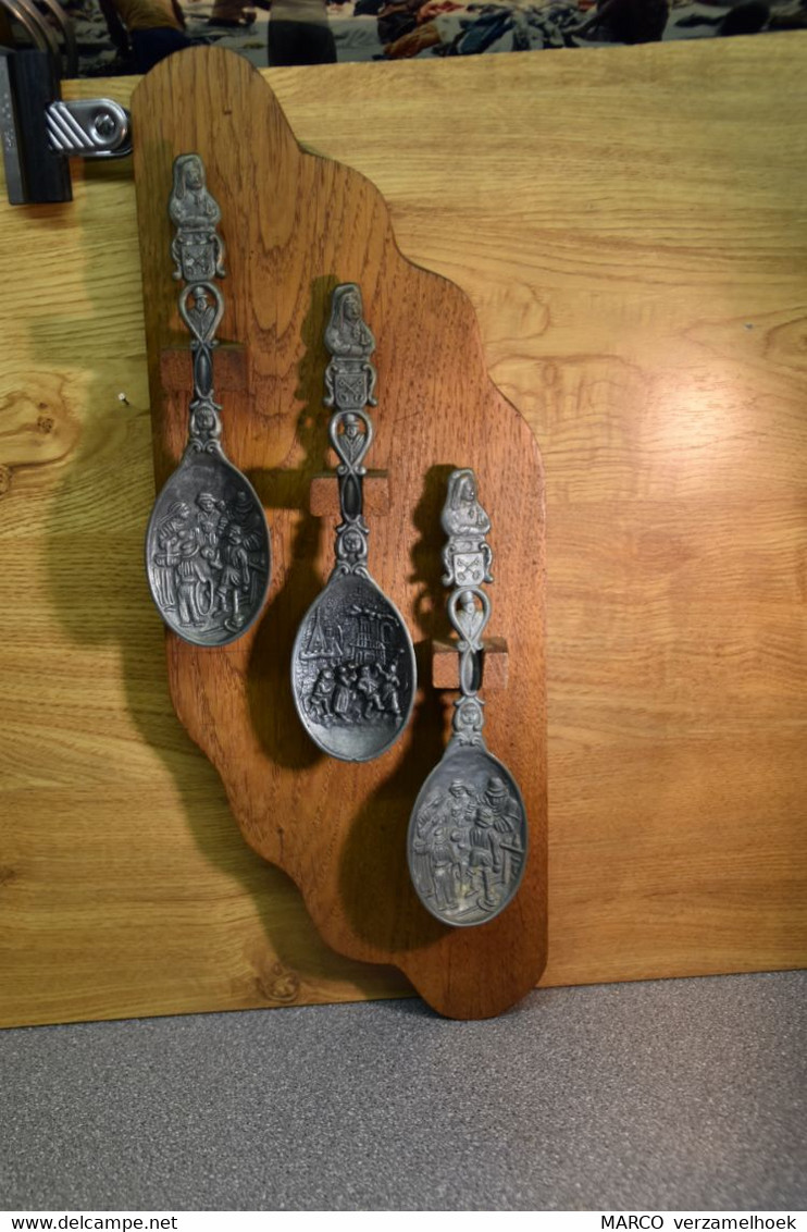 3x Lepels TIN Wapen Van Leiden (jaren 60) Made In Holland (NL) - Spoons