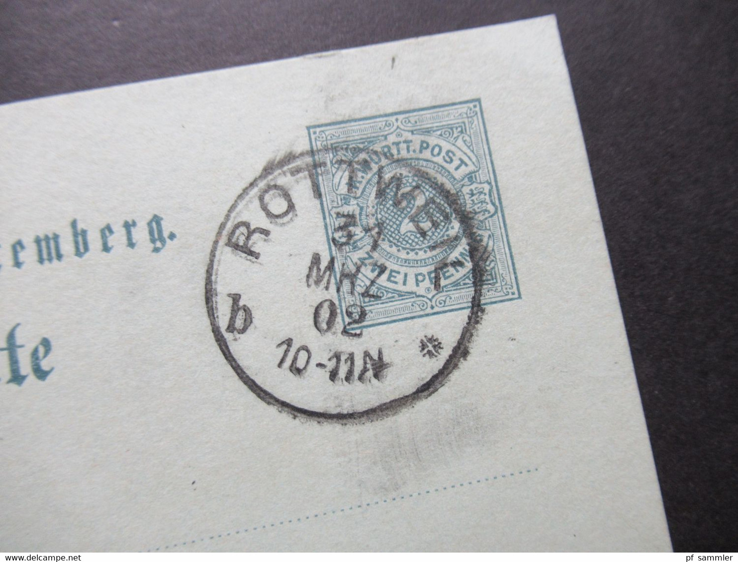 AD Württemberg 21.3.1902 Letzttag Der Eigenen Marken In Württemberg GA Mit Germania ZuF Gesendet " Vis A Vis Per Post" - Postal  Stationery