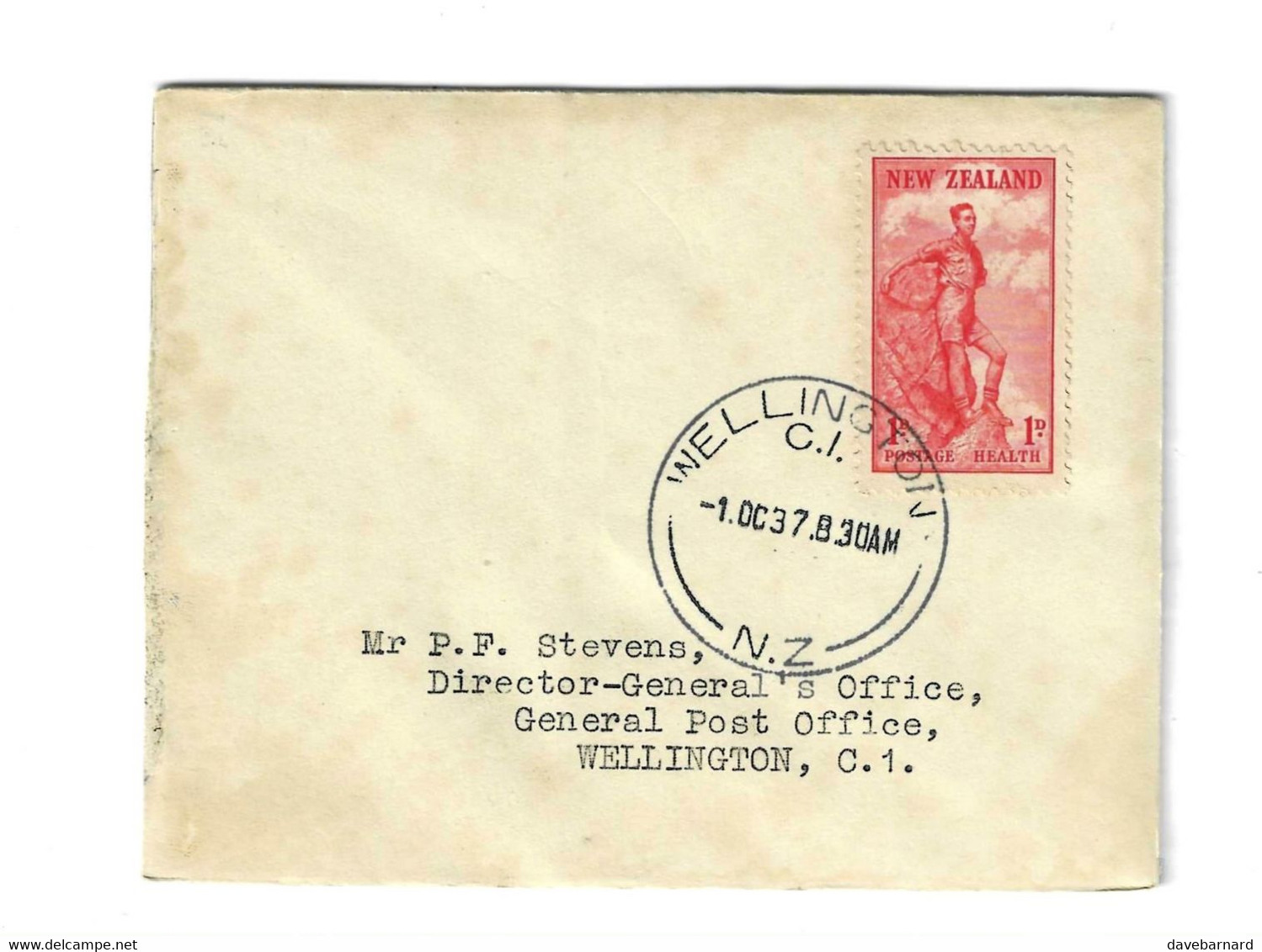 NEW ZEALAND 1937 FDC WITH WELLIGTON POSTMARK - Cartas & Documentos