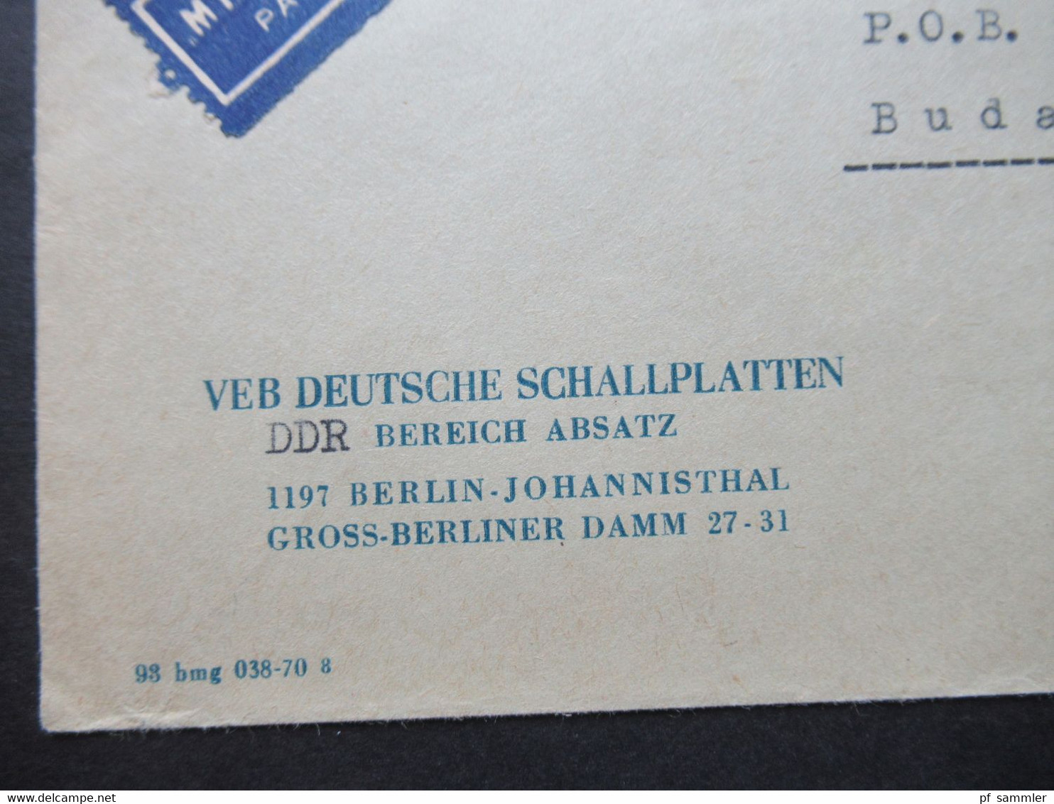 DDR 1972 2 Auslandsbriefe Nach Ungarn 1x Luftpost Umschläge VEB Deutsche Schallplatten / Bereich Absatz Usw. - Cartas & Documentos