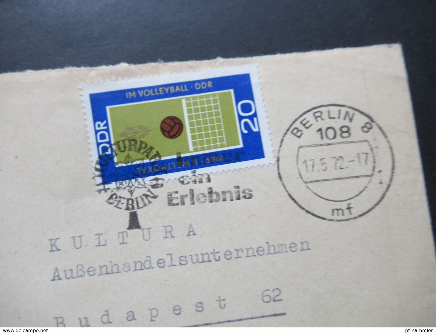 DDR 1972 2 Auslandsbriefe nach Ungarn 1x Luftpost Umschläge VEB Deutsche Schallplatten / Bereich Absatz usw.