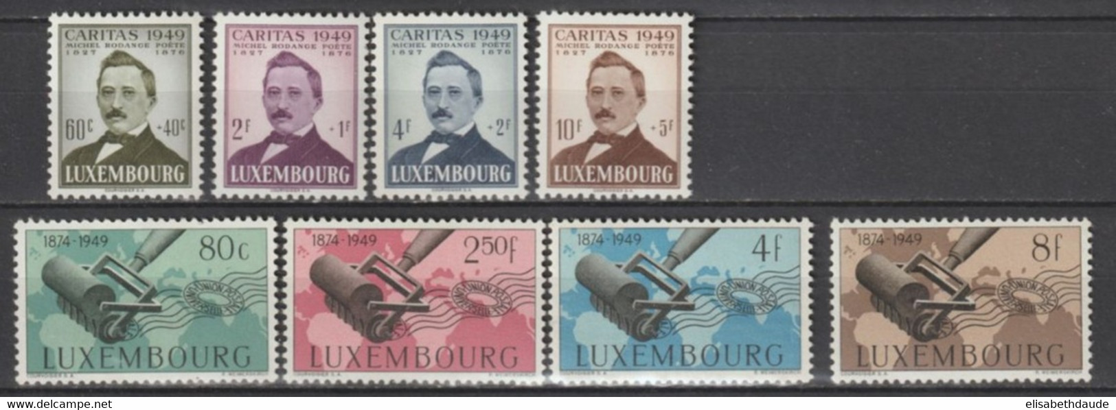 LUXEMBOURG - 1949 - ANNEE COMPLETE YVERT N°425/432 ** MNH (427 *MLH) - COTE = 60 EUR - Ganze Jahrgänge