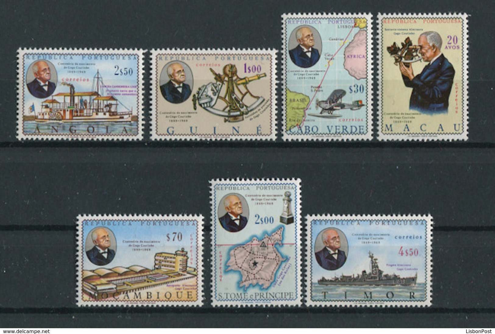 Portugal Colonies OMNIBUS 1969 Gago Coutinho AVIATOR PLANE MAPS SHIP Complete Set MNH, FVF - Other & Unclassified