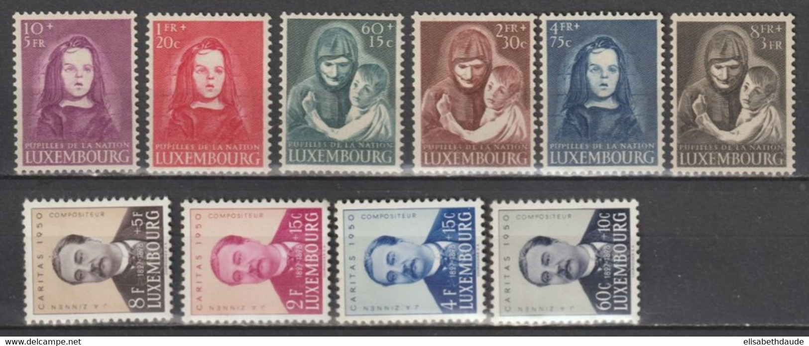 LUXEMBOURG - 1950 - ANNEE COMPLETE YVERT N°433/438 ** MNH + 439/442 * MLH - COTE = 160 EUR - Volledige Jaargang