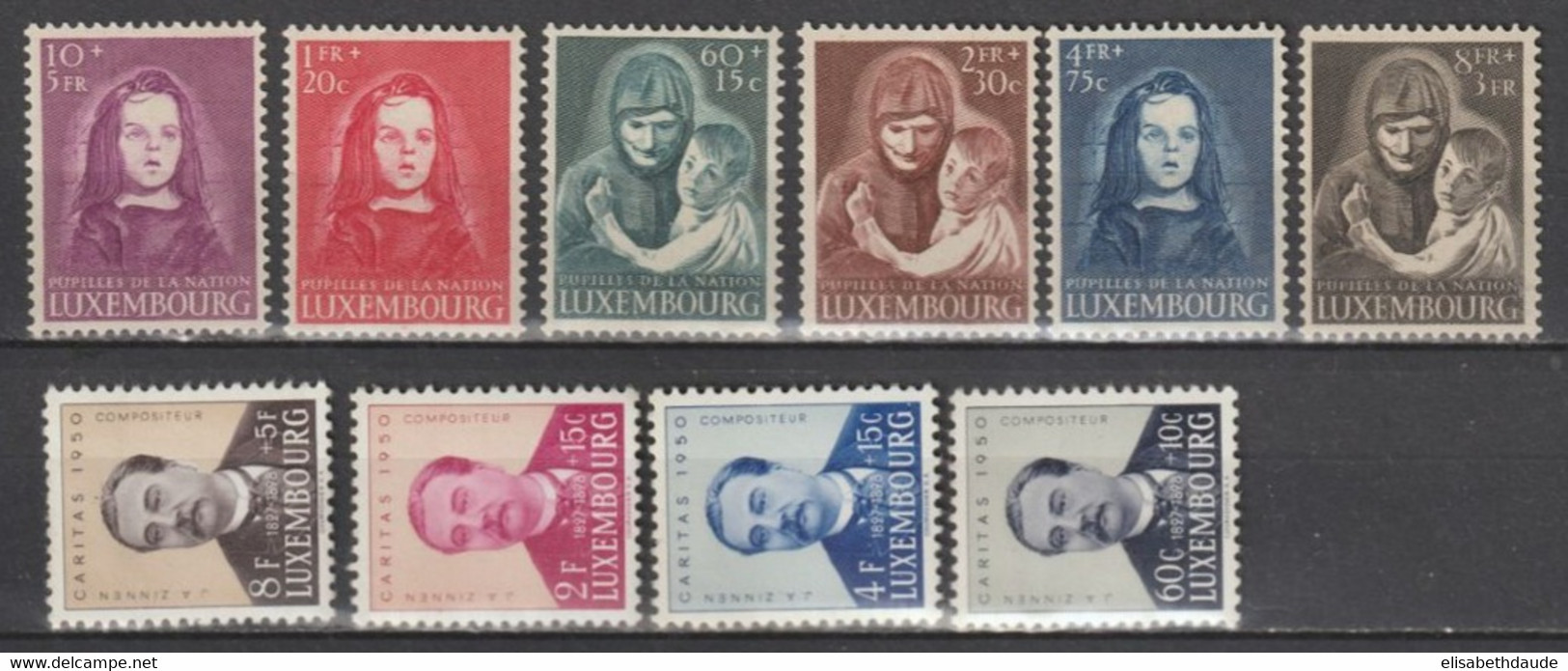LUXEMBOURG - 1950 - ANNEE COMPLETE YVERT N°433/438 ** MNH + 439/442 * MLH - COTE = 160 EUR - Années Complètes