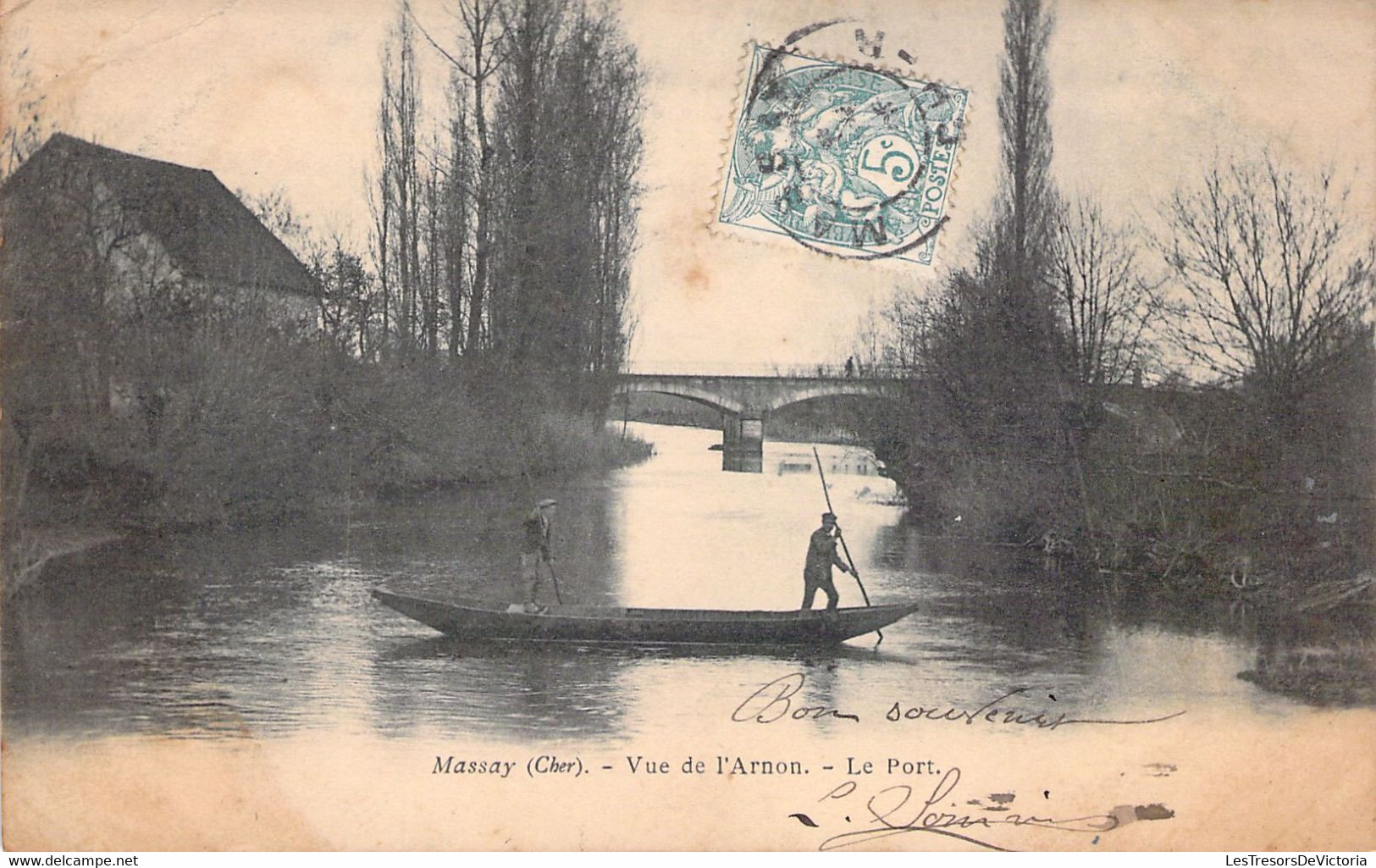 CPA - France - 18 - MASSAY - Vue De L'Arnon - Le Port - Barque Pont - Dos Non Divisé - Massay