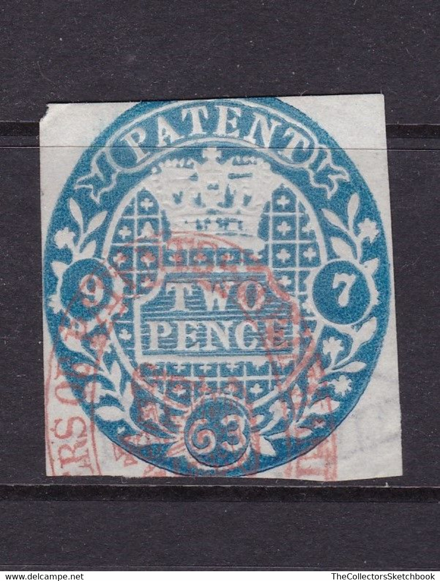 GB Fiscal/ Revenue Stamp.  Patent 2d Blue (A) - Fiscaux