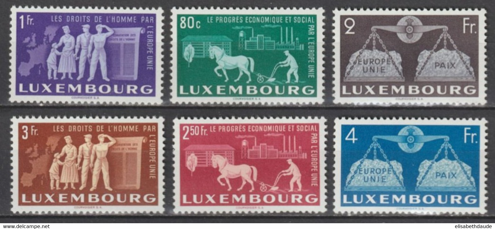 LUXEMBOURG - 1951 - YVERT N° 443/448 ** MNH  - COTE = 250 EUR. - DROITS DE L'HOMME - Ungebraucht