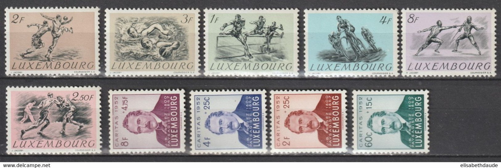 LUXEMBOURG - 1952 - YVERT N° 455/464 * MLH (PLUSIEURS ** MNH COMPTES COMME * MLH)  - COTE = 55 EUR - Neufs