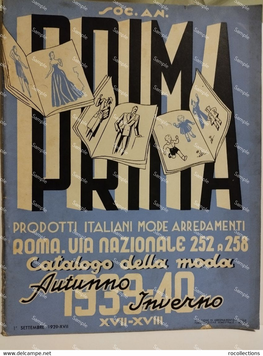 Italy Fashion Design Vogue Store Catalog. Italia PRIMA Negozio Catalogo Moda 1939-1940 Roma Via Nazionale - Mode