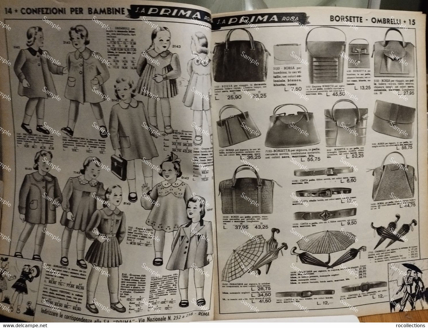 Italy Fashion Design Vogue Store Catalog. Italia PRIMA Negozio Catalogo Moda 1939-1940 Roma Via Nazionale - Mode