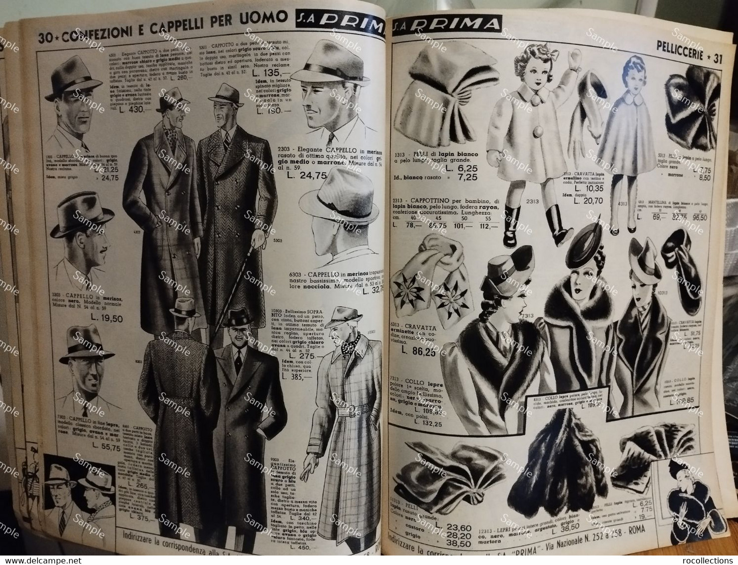 Italy Fashion Design Vogue Store Catalog. Italia PRIMA Negozio Catalogo Moda 1939-1940 Roma Via Nazionale - Fashion