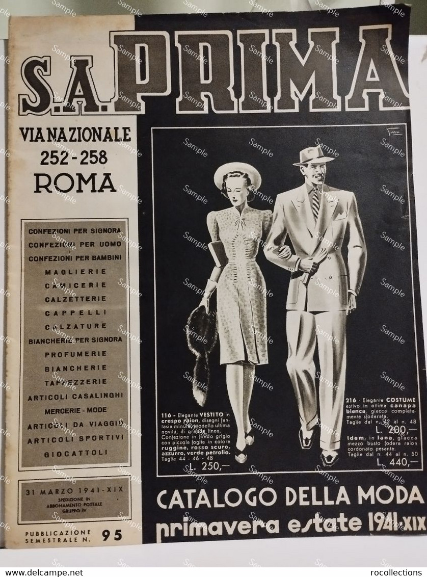 Italy Fashion Design Vogue Store Catalog. Italia PRIMA Negozio Catalogo Moda 1941 Roma Via Nazionale - Mode