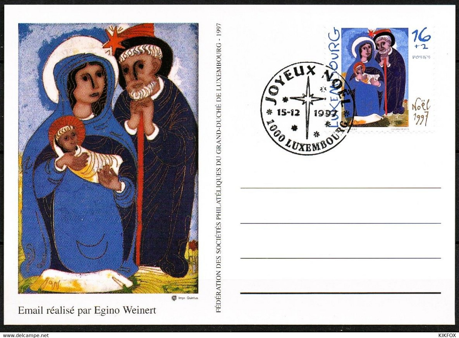 Luxembourg Luxemburg 1997 , MI 1435 , Carte Joyeux Noël, Frohe Weihnachten, - Cartas & Documentos