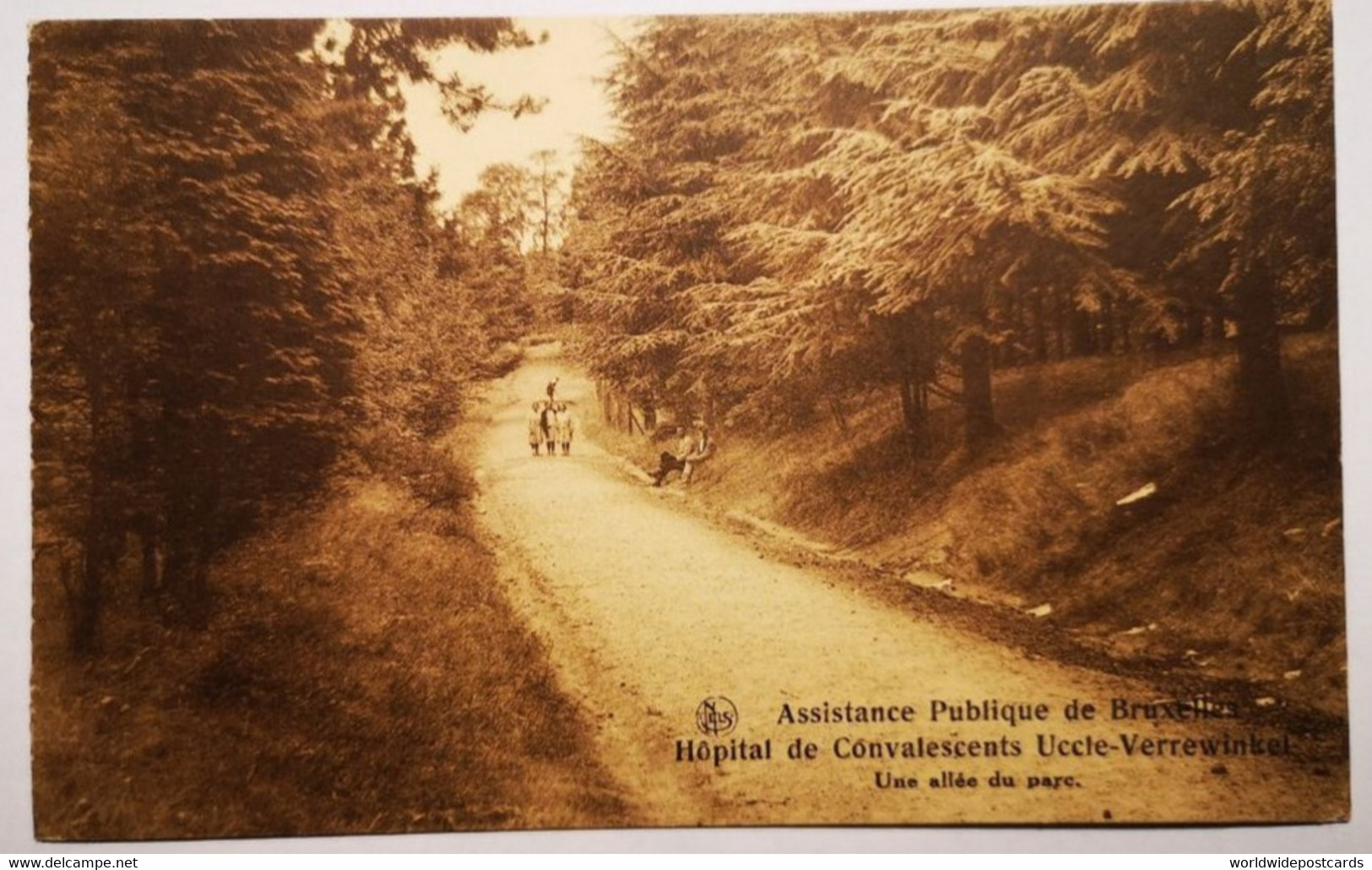 A725 BRUXELLES - UCCLE VERREWINKEL ASSISTANCE PUBLIQUE - HOPITAL DE CONVALESCENTS UNE ALLEE DU PARC CIRCULE 1932 - Santé, Hôpitaux