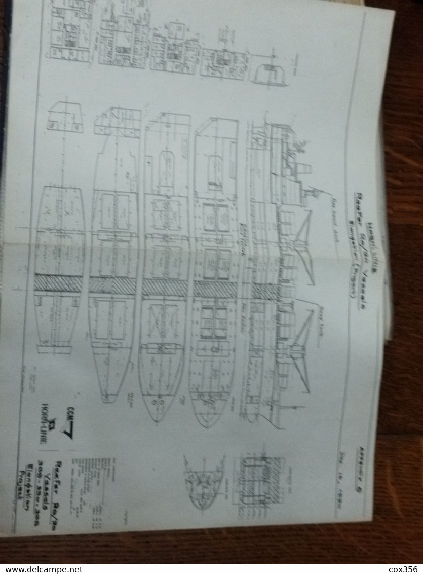 Documents HORNBAY NAVIRES CMA Portes Containers. 7 Grands PLAN Du Cargo Et Divers Documents Dans Un Classeur De 2.5 Kg - Tecnología & Instrumentos