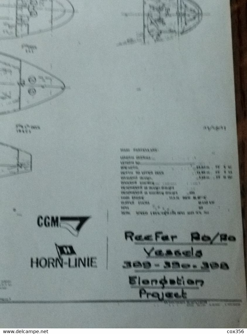 Documents HORNBAY NAVIRES CMA Portes Containers. 7 Grands PLAN Du Cargo Et Divers Documents Dans Un Classeur De 2.5 Kg - Technics & Instruments