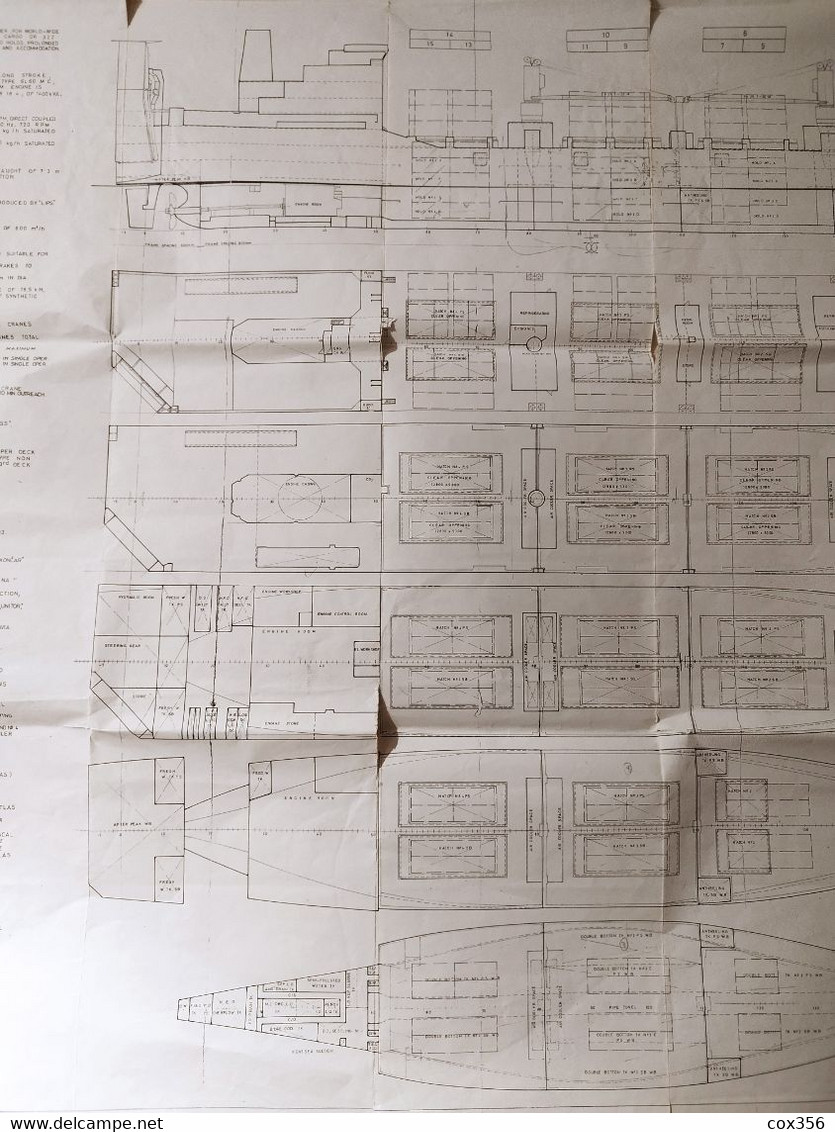 Documents HORNBAY NAVIRES CMA Portes Containers. 7 Grands PLAN du Cargo et divers documents dans un Classeur de 2.5 kg