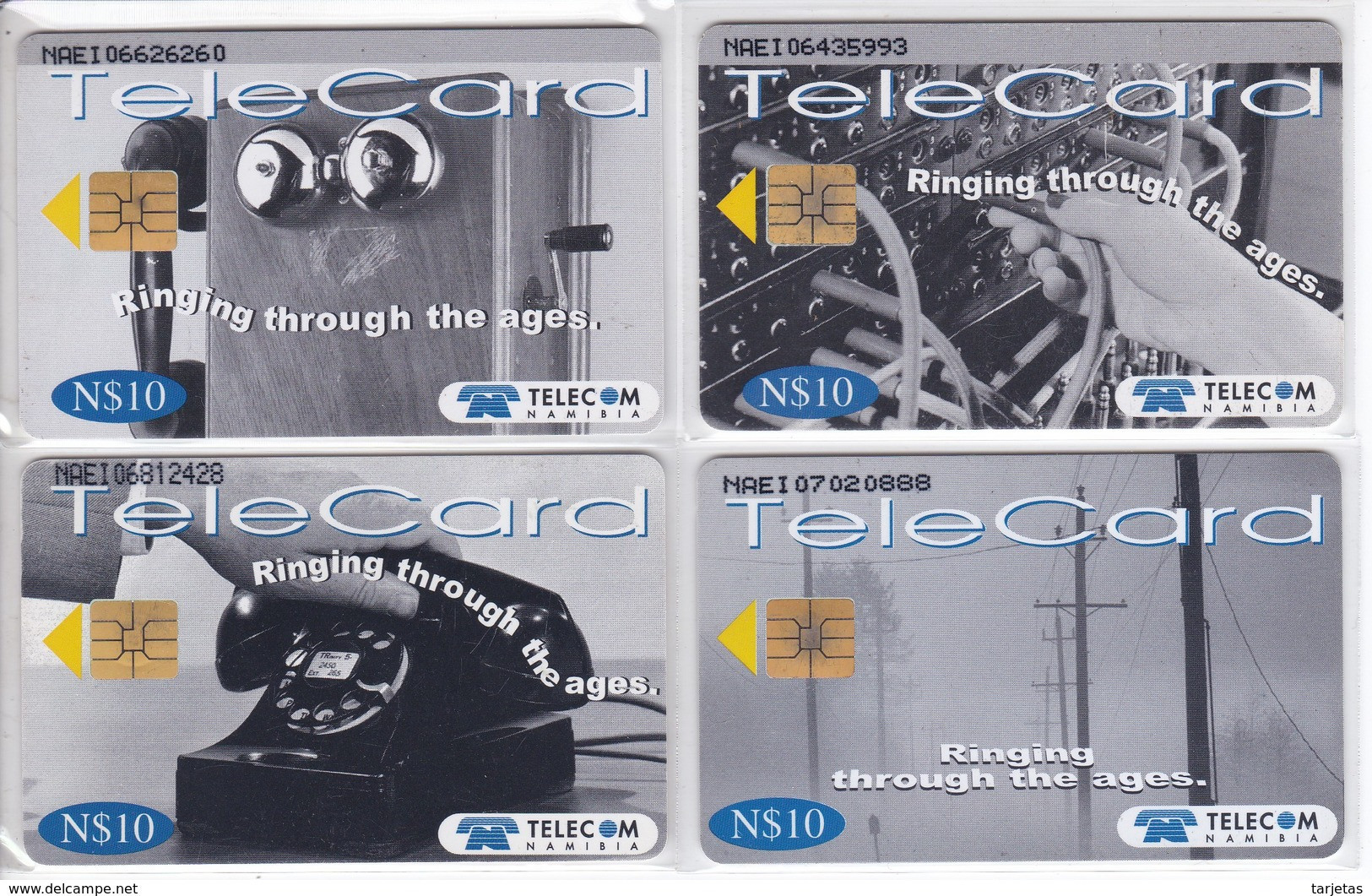 SERIE COMPLETA DE 4 TARJETAS DE NAMIBIA DE 100 YEARS TELECOMMUNICATIONS - Namibia